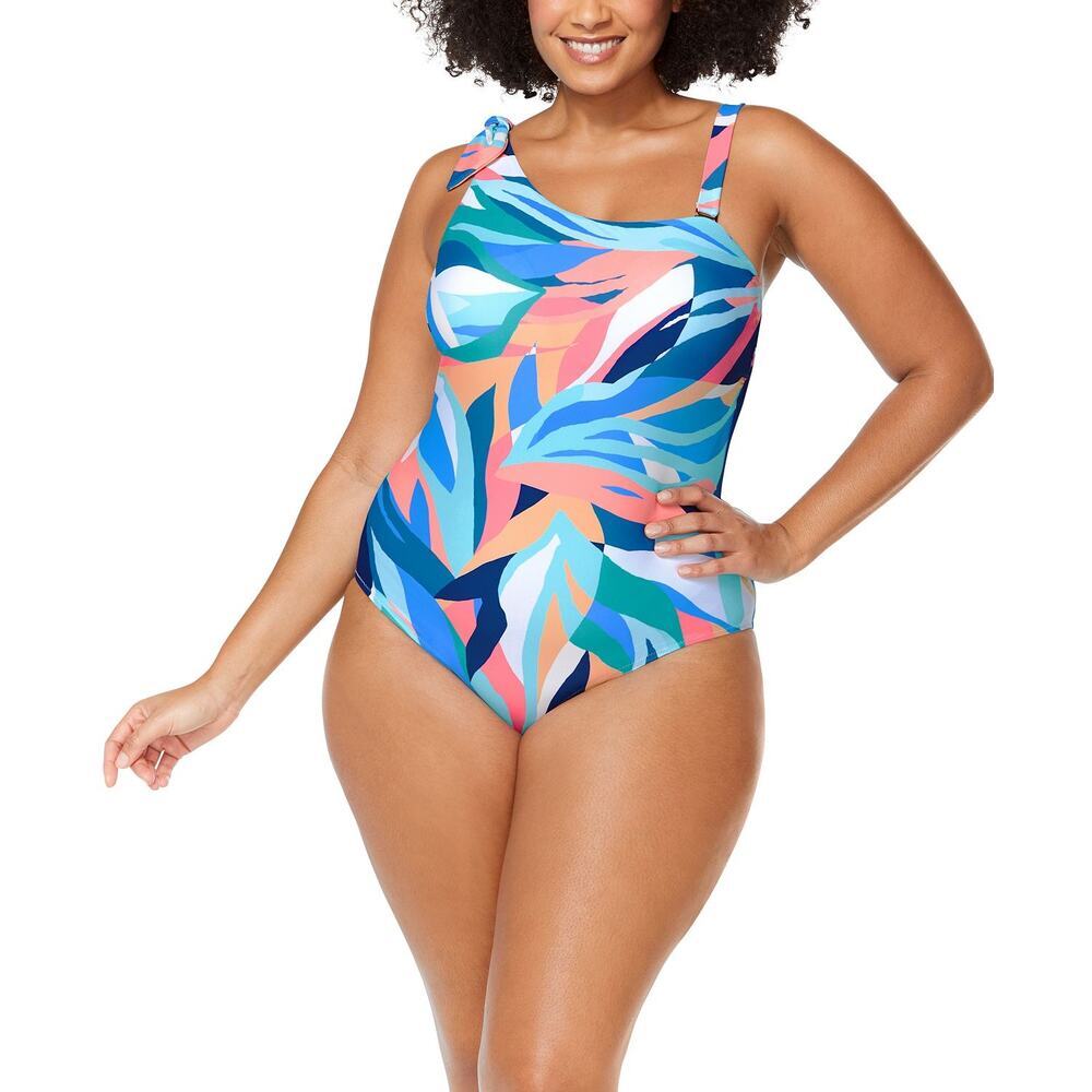 Raisins Curve Marita One-Shoulder One-Piece Swimsuit Modest NWT Plus Size 14W